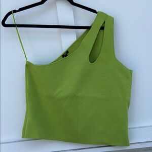 Express Body Contour Green One-Shoulder Women's Top